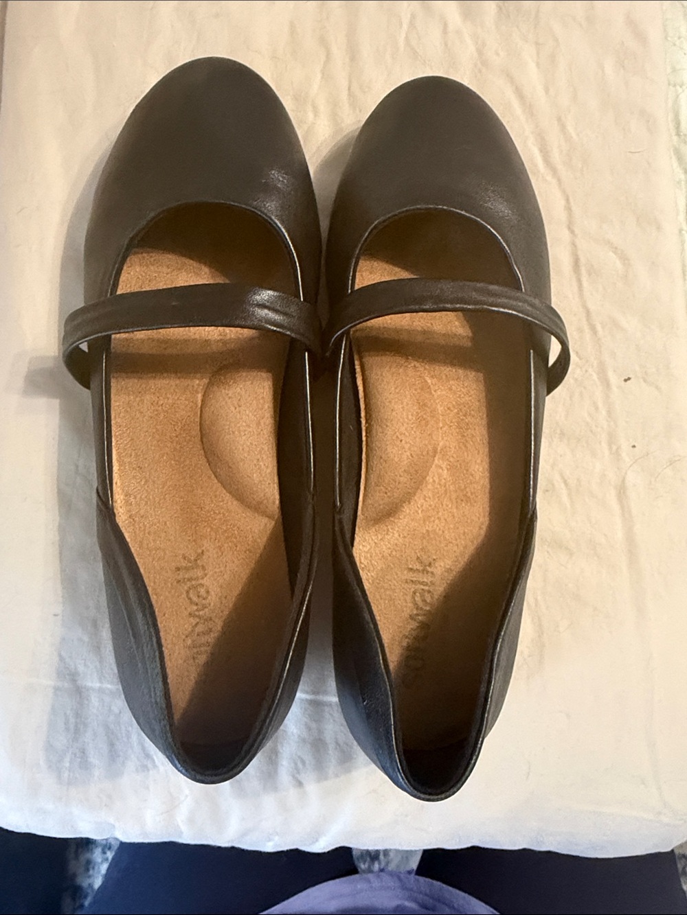 SoftWalk Black Mary Jane Flats with Single Strap